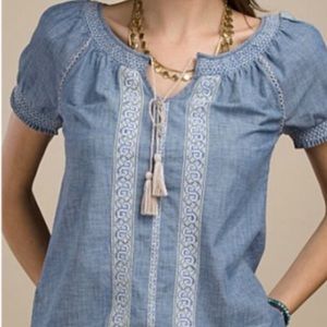 Lucky Brand Denim Boho Peasant Top